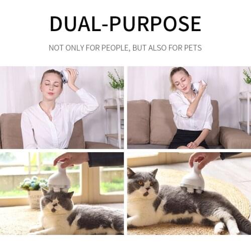 Waterproof electric head massage wireless scalp massager body deep tissue kneading vibration health human cat dual purpose