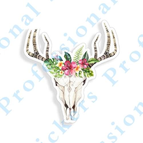 Funny stickers Bohemian Cow Skull Flower Antler Sticker Cup Car Vehicle Window Bumper Decal Motorcycle Vinyl Decals