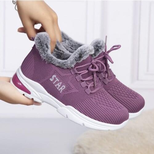 Women Shoes Winter Women Ankle Boots Warm Plush Lady Casual Shoes Lace Up Fashion Sneakers Zapatillas Mujer Platform Snow Boots