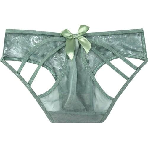 Womens Panty Traceless Lace Bow Vapable Graphene Antibacterial Jockstrap Cross Hollow 6796
