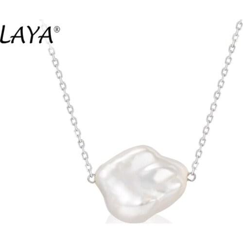 Laya 925 Sterling Silver Contracted Fashion Natural Baroque Pear Necklace For Women Party Wedding Luxury Jewelry 2021 Trend