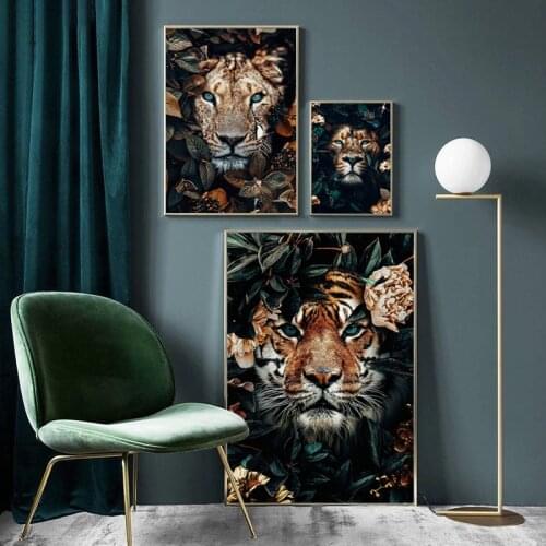 Jungle Animal Canvas Painting Lion Posters and Prints Elk Tiger Lions Wall Pictures for Living Room Modern Decorative Paintings