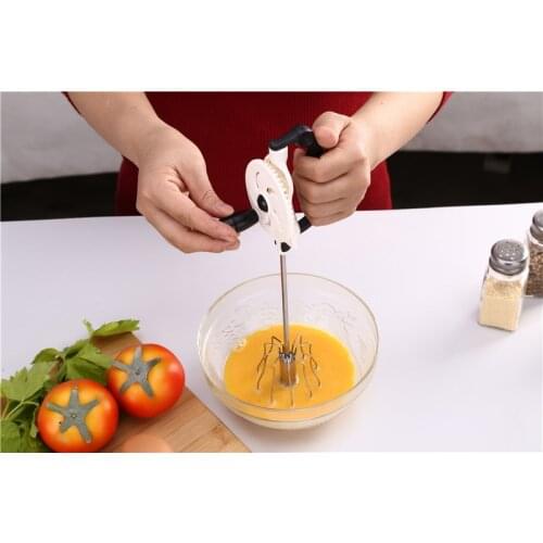 1PC 35cm Mixer Egg Beater Manual Self Turning Stainless Steel Whisk Hand Blender Egg Cream Stirring Kitchen Tools OK 0739