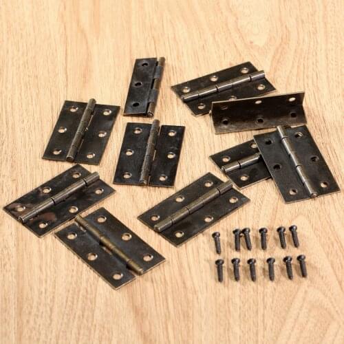 10Pcs Iron Antique Bronze Cupboard Cabinet Drawer Wooden Box Jewelry Case Hinges Furniture Decorative Hinges with Screws 60*37mm