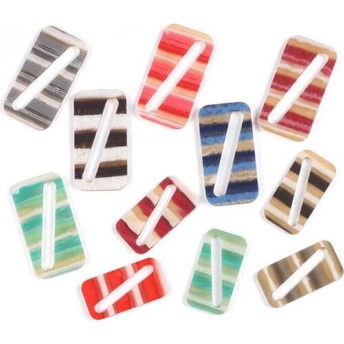 10pcs/lot new resin stripe square beads charms geometric connectors for diy fashion earrings hanging pendant jewelry accessories