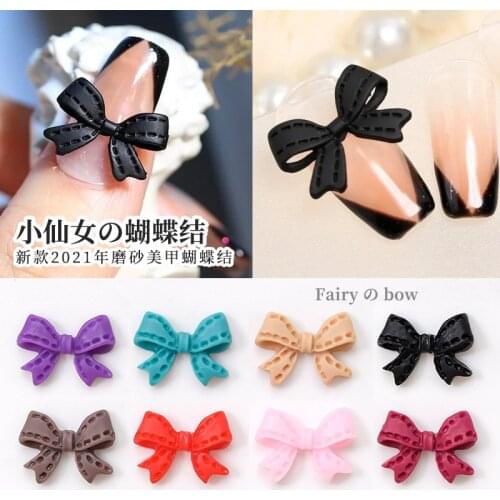 10pcs Cartoon Bowknots Nail Art Decorations 3D Lovely Resin Bow Ornaments Japanese Style DIY UV Gel Manicure Designs Accessories