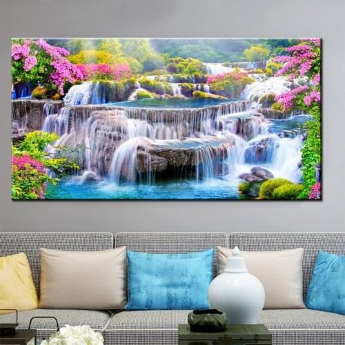 Spring Landscape Waterfall Diamond Painting Full Square Round Drill Diy 5D Diamond Embroidery Mosaic Needlework JH1745