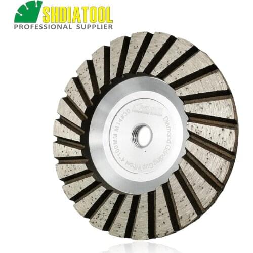 SHDIATOOL 1pc M14 Dia 4inch/100mm Diamond Straight Turbo Grinding Cup Wheel Aluminium Base Grinding Disc Grit #30 Diamond Wheel