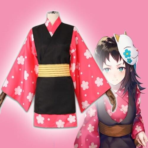 Anime Comic Demon Slayer Kimetsu no Yaiba Cosplay Costumes Makomo Cosplay Costume Japanese Kimono Uniforms Clothes Suits Pink