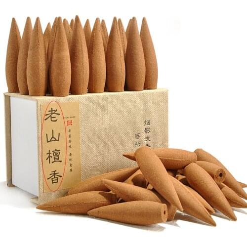 2020 Oversized 30 Minutes Smoke Backflow Tower Incense Cones 25Pcs Gift Hardcover Sandalwood Incense With Holder Ceramic Burner