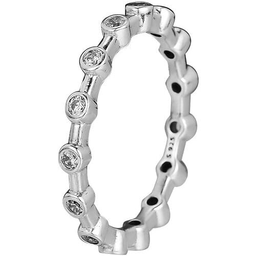 Authentic S925 Sterling Silver Clear CZ Dazzling Dots Ring For Women Engagement Fine Jerwelry Gift Rings Wholesale