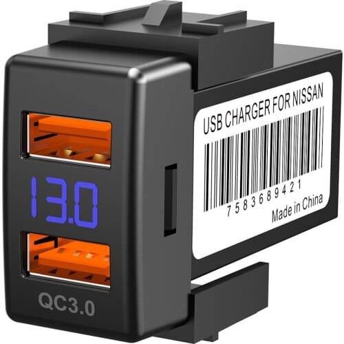 12V Quick USB Car Charger 3.1A Quick Charge 3.0 For Mobile Phone Car Adapter with LED Voltmeter Power Display For Niss an