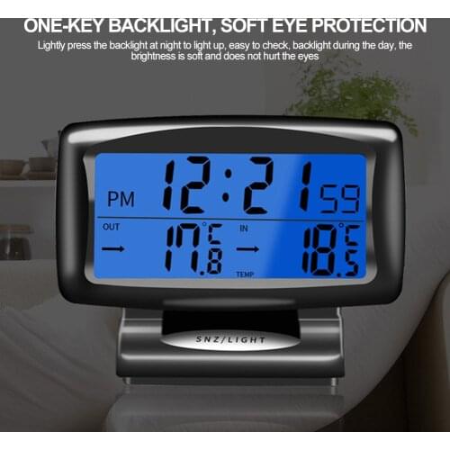 Car Thermometer Digital Alarm Clock Auto Vehicles Temperature Gauge with Backlight Car Electronics Car Clock Dashboard Clock