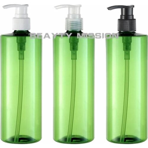 BEAUTY MISSION 12 PCS/LOT-500ML Spiral Lotion Pump Bottle,green Plastic Cosmetic Container,Empty Shampoo Sub-bottling