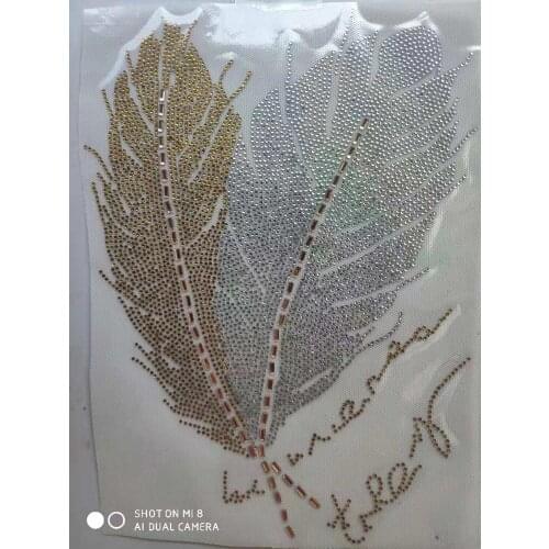 Big Feather strass applique hot fix motif iron on crystal transfers design hot fix rhinestone designs iron on transfer patches