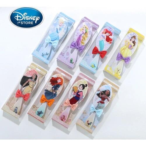 Disney 3D Mickey Minnie Hair Comb Cartoon Air Cushion Comb Hair Anti-Static Comb Children Cute Ariel Princess Girl Massage Brush