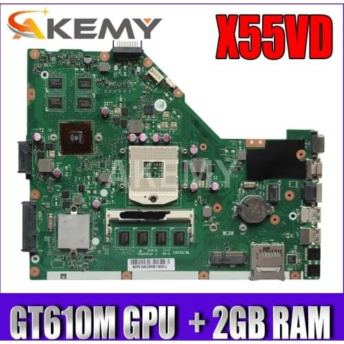 For ASUS X55VD X55C laptop motherboard X55VD REV2.2/2.1 HM76 PGA 989 N13M-GE6-S-A1 GeForce GT610M mainboard 100% tested 2GB RAM