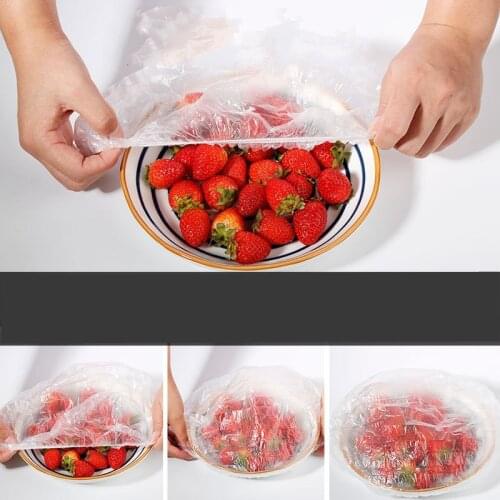 100 Pieces of Disposable Bowl Cover Elastic Food Dust Cover Plastic Cling Film Fresh Food Cling Film Refrigerator Kitchen