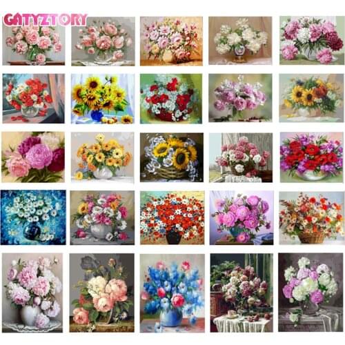 GATYZTORY Frame DIY Painting By Numbers Flowers acrylic paint by number kits Oil Paint By Numbers For Home Decors Gift