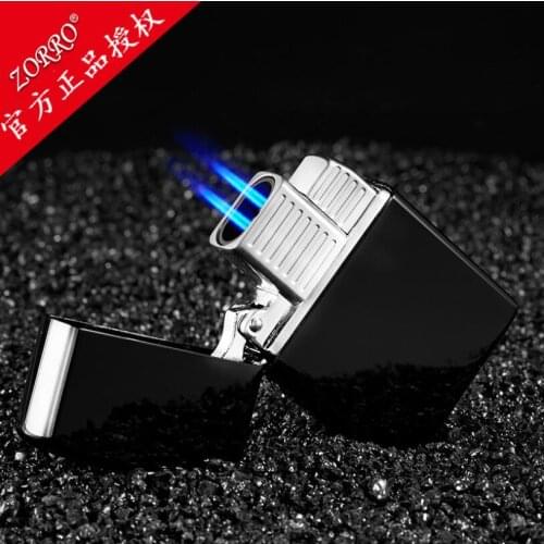Zorro Gas Lighter Inflator Direct Windproof Old Style Fashioned Ultra Thin Authentic Double Flame Kitchen Tool