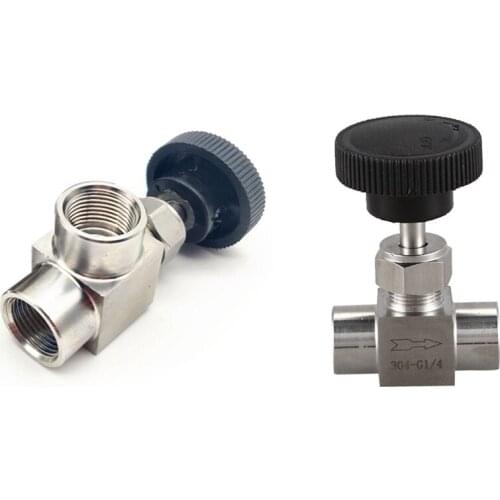 Needle Valve 1/4 Inch Right Angle Female Thread BSP SS304 & 1/4 Inch BSP Equal Female Thread SS 304 Stainless Steel
