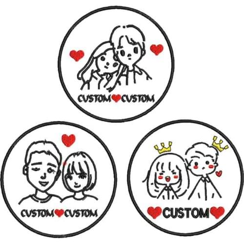 Custom lovers Couples sweetheart name patches personalized iron on hook backing