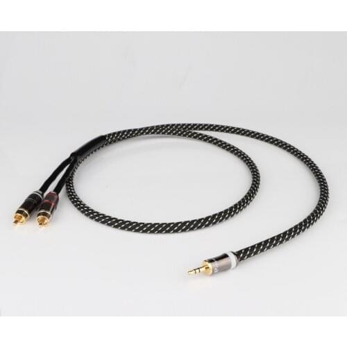 Hifi Canare 3.5mm to 2RCA Audio Auxiliary Adapter Stereo 3.5 mm Splitter Cable AUX RCA Y Cord for Smartphone Speakers Tablet