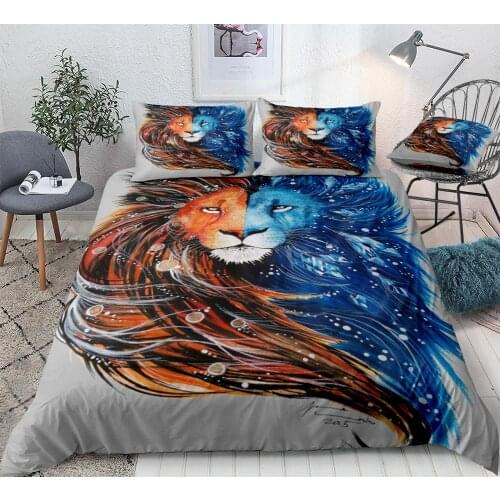 Lion Bed Set Ice Fire Bedding Set Wildlife Bed Linen Kid Girl Boy Home Textiles Microfiber Duvet Cover Set Animal Bedclothes