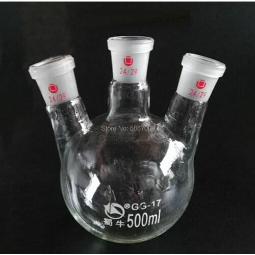 1PCS 50ml to 2000ml Lab Glass Round bottom Boiling Flask with three bever necks for Distillation