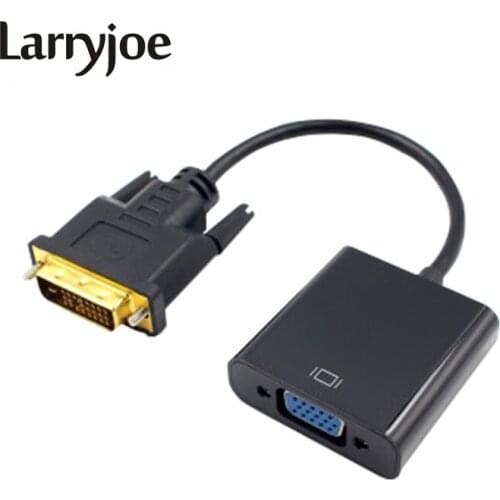 Larryjoe DVI to VGA Cable 1080P DVI-D to VGA Cable 24+1 25 Pin DVI Male to 15 Pin VGA Female Video Converter for PC Display
