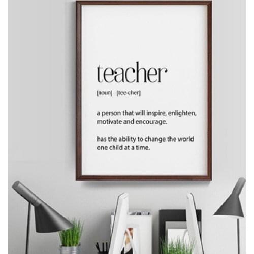 Teacher Gifts Definition Appreciation Quotes Poster Prints Wall Art Canvas Painting Pictures School Office Home Decor