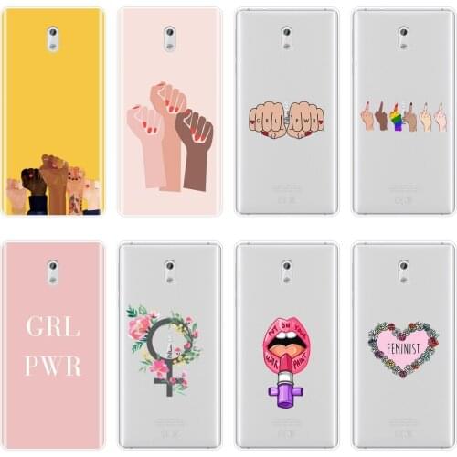 TPU Soft Phone Case For Nokia 1 2 3 5 6 8 Silicone Feminist Girl Power Women Heart Cartoon Back Cover For Nokia 7 Plus X6