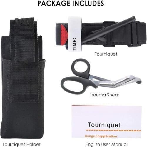 Survival First Aid Kit Medical Tourniquet Bandage Scissors Military Belt Scissor Emergency Bag Carry Pouch Outdoor Exploration
