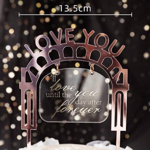 New Valentines Day Acrylic Cake Toppers Golden Arch Flower Birthday Cake Toppers for Birthday Wedding Cake Decorations Supplies
