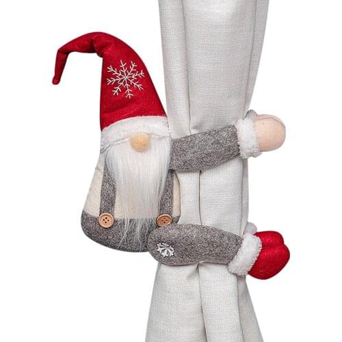 New Year 2021 Santa Claus Windows Christmas Decoration Curtain Buckle Faceless Doll Xmas Decor for Home Ornament Kids Gift