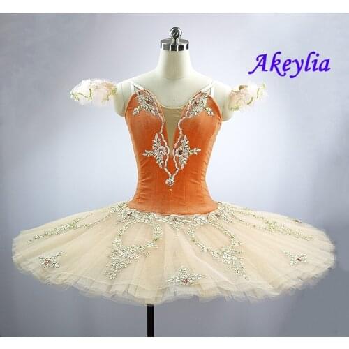 Orange Peach Red Fire Bird Tutu Girls Competition Professional Ballet Pancake Tutus Classical Ballet Stage Costume Dress Women