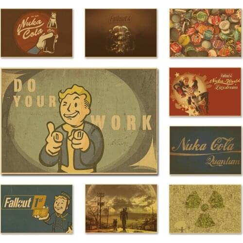 Fallout Nuka Cola Poster 30x45cm Retro Kraft Paper Wall Posters Home Decor Internet Cafe Bar Decoration Vault Boy Art Paintings