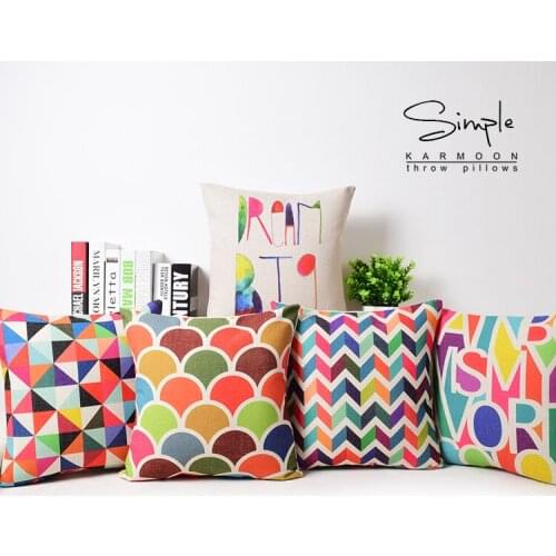 Geometry pillow cover, Creative Colorful Stripe geometry wedding gift throw pillow case pillowcase No Core