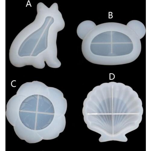 Handmade Cute Dish Resin Mold Jewelry Making Tools Bulldog Shell Bear Flower Plate Silicone Resin Casting Dish Mould