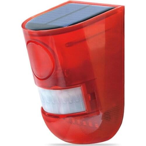 Solar Alarm Lamp Remote Control Security PIR Motion Sensor Alarm Siren Detector For Home Yard Outdoor