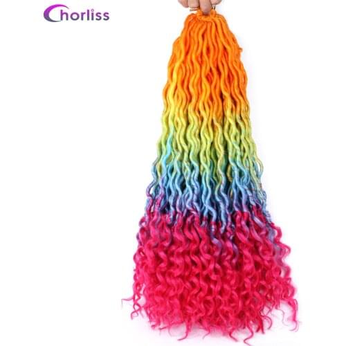Faux Locs Crochet Synthetic Braids Ombre Rainbow 20inch Long Wave Twist Braids Braiding Hair Pre Stretched For Women Fashion