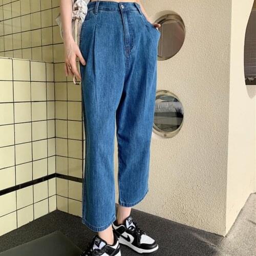 2021 Autumn New Women Wide Leg Jeans Pants High Waist Casual Full Length Loose Pants Womens Clothing Streetwear