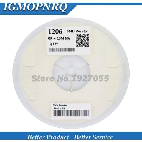 1Reel 5000PCS 1206 0R ~ 10M SMD resistor 1/2W 0 1 10 100 150 220 330 ohm 1K 2.2K 10K 100K 0R 1R 10R 100R 150R 220R 330R ohm