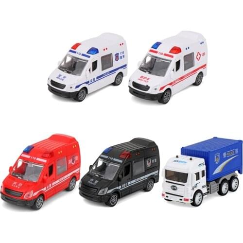 1Pc Baby model hospital ambulance hospital rescue metal cars model with sound light alloy diecast Inertia car toys