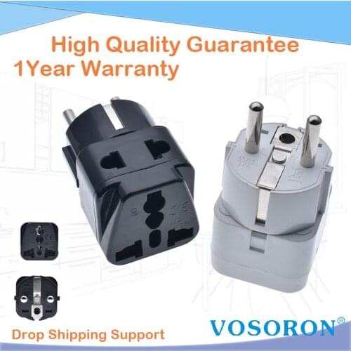 1 to 2 Splitter Universal UK/US/EU/AU 3 Pins / 2 Pins Socket to Germany France South Korea 5mm 2 Pin Travel Power Adapter Plug