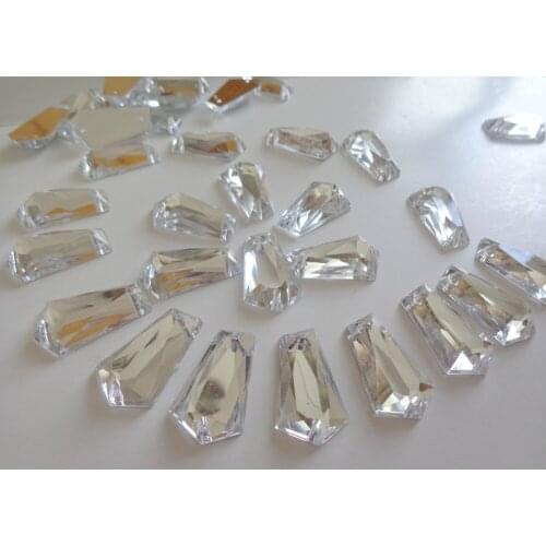 14*23mm silver Acrylic Crystal sew on rhinestones gem stone flatback 50pcs/lot