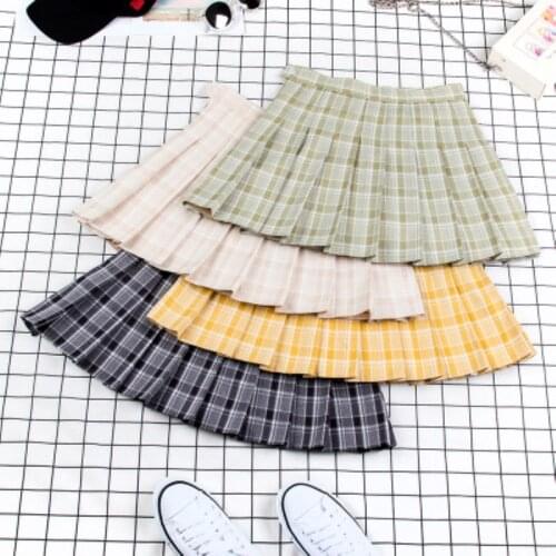2019 Tennis Skirt Avocado Series Lattice Pleated Skirt Skirt College Wind Tennis Skirt Running Jogging Sports Cheerleader Skirt