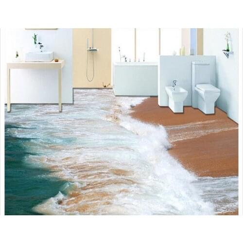 3d floor painting wallpaper Surf Beach 3D floor wallpaper for bathroom waterproof 3d wallpaper pvc 3d flooring