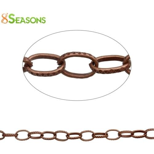 8SEASONS Link Cable Chain Findings Textured Oval Antique Copper 8mm( 3/8") x 5mm( 2/8"), 1 M Hot new