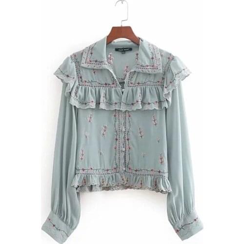 Embroidered blouse hippie boho clothing chic top female tunics for beach bohemian ladies womens tops and blouses DD1462